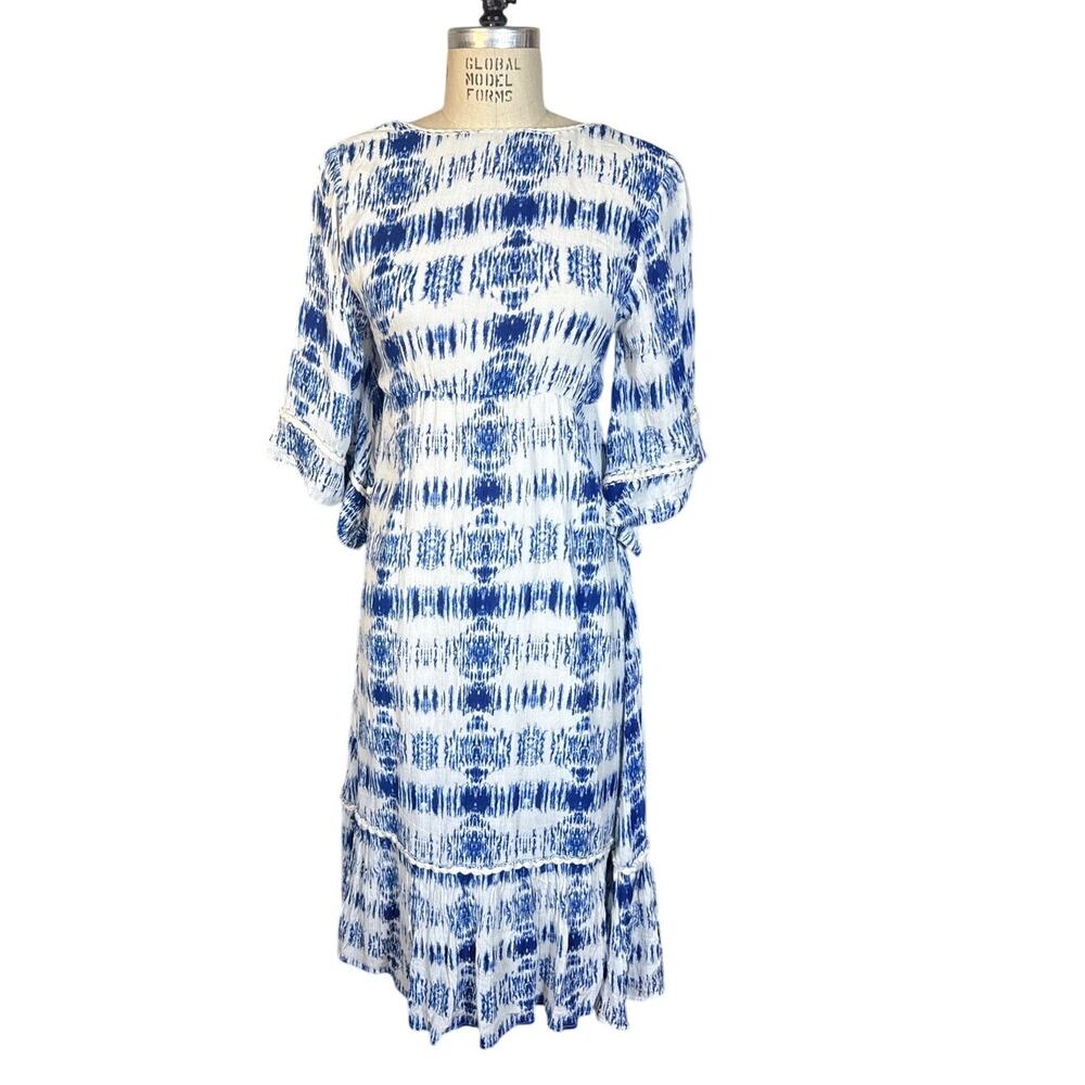 RAGA Backless Midi Dress in Blue & White Size Small